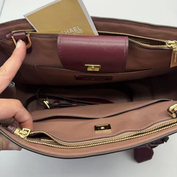 Michael Kors Large Benning Satchel Burgundy Excellent - Picture 4 of 10
